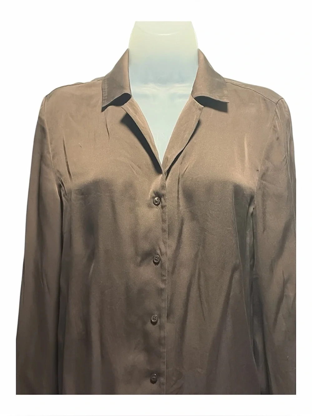 Quince Washable Stretch Silk Blouse Brown Size Large - Picture 2 of 5